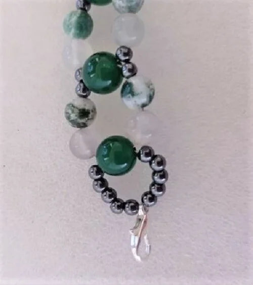 Bracelet Agate Verte Hématite double rangs