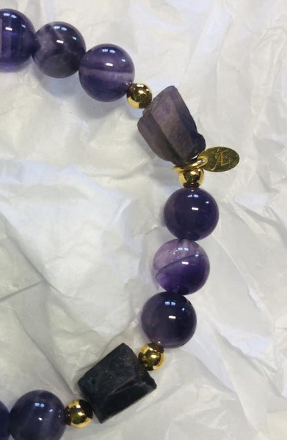 Bracelet Perles et Tubes Améthyste
