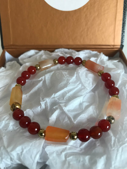Bracelet perles et tubes Cornaline