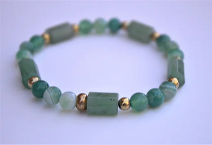 Bracelet Perles et Tubes Aventurine Verte