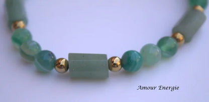 Bracelet Perles et Tubes Aventurine Verte