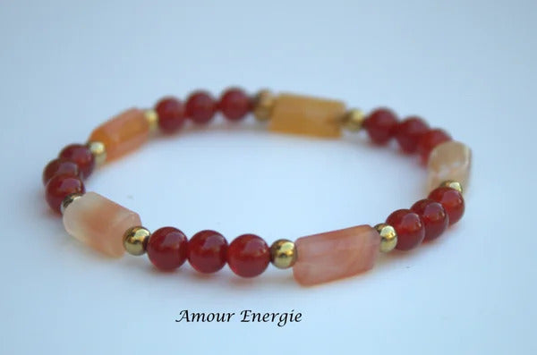 Bracelet perles et tubes Cornaline