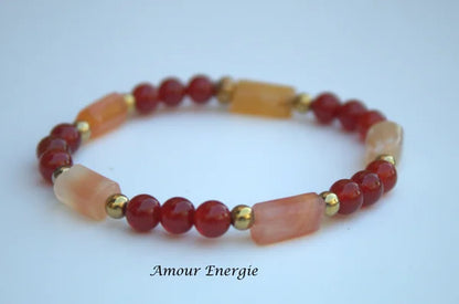 Bracelet perles et tubes Cornaline
