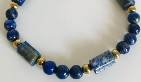 Bracelet Perles et Tubes Lapis-Lazuli