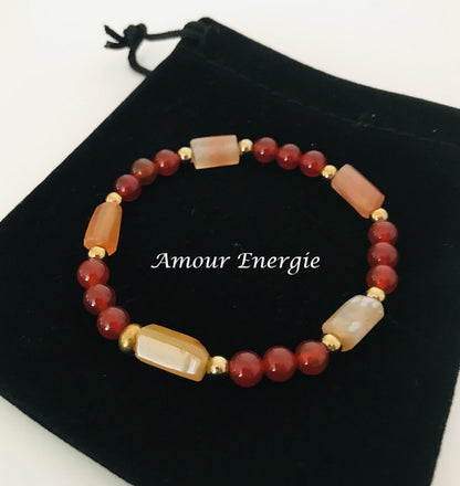 Bracelet perles et tubes Cornaline